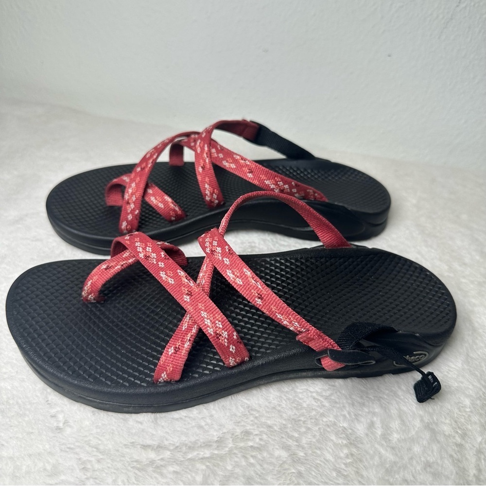 Chaco Arch Support Women's Sandals in Pink Adjustable Straps in Black Sole W9 - Picture 2 of 15